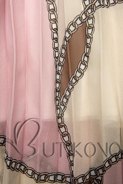 Vzorované midi šaty ružové