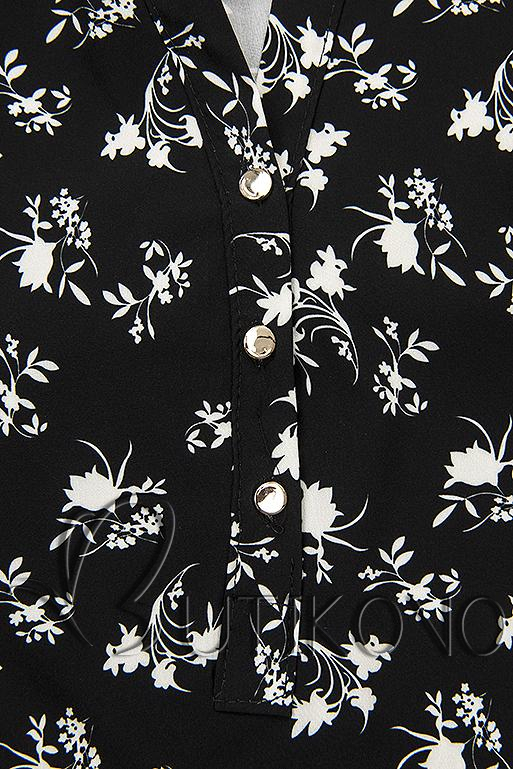 Čierno-biela košeľa s kvetinovým vzorom