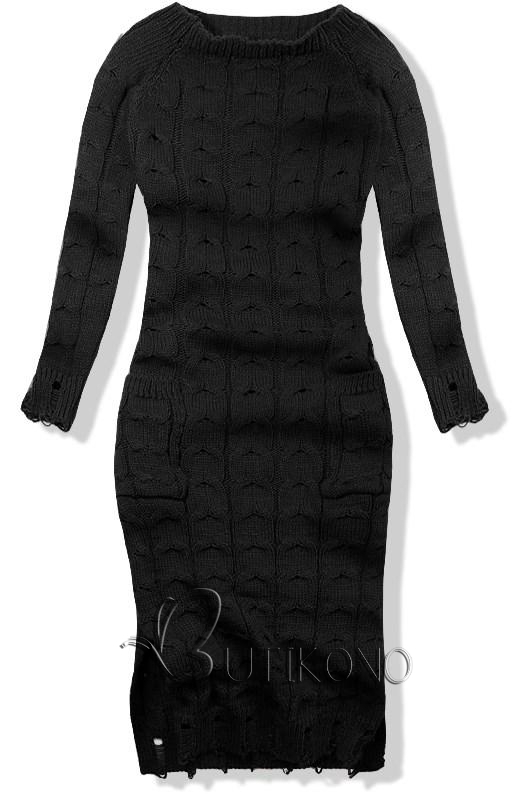 Čierne pletené šaty 7295