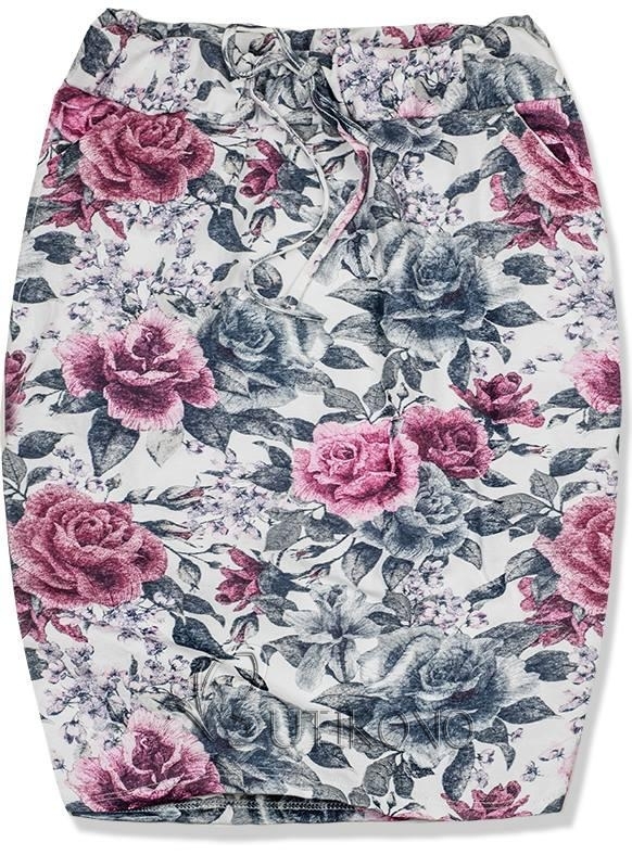 Sivo-ružová kvetinová sukňa