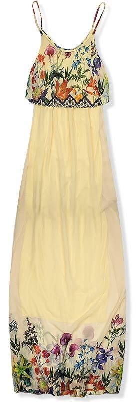 Žlté maxi šaty s volánom