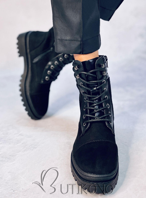 Čierne dámske šnurovacie topánky