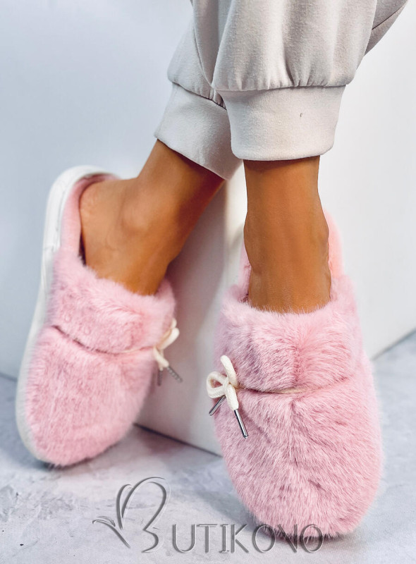Ružové kožušinové papuče
