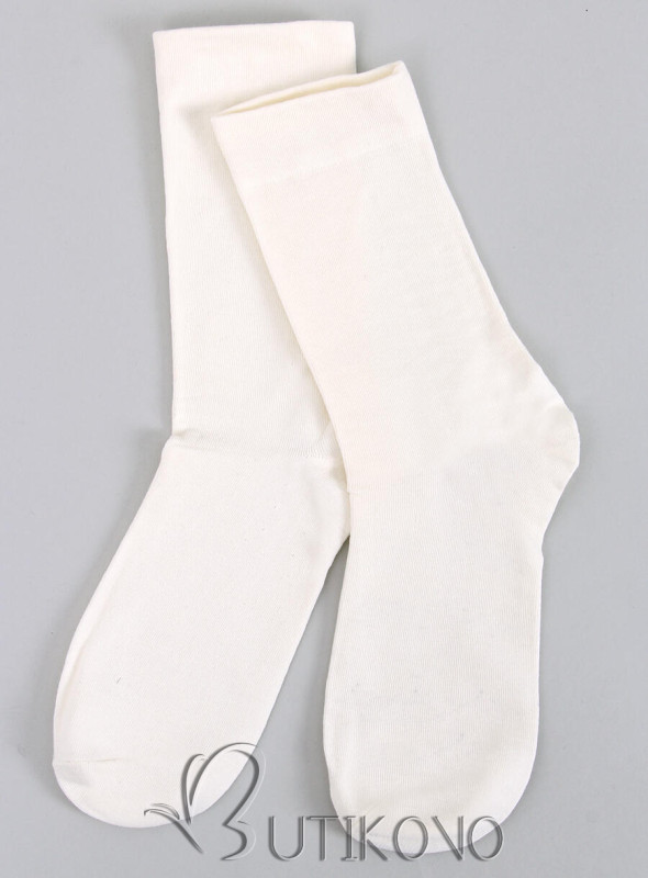 Hladké vysoké dámske ponožky ecru