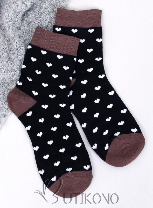 Dámske ponožky so vzorom srdiečok - 5 párov