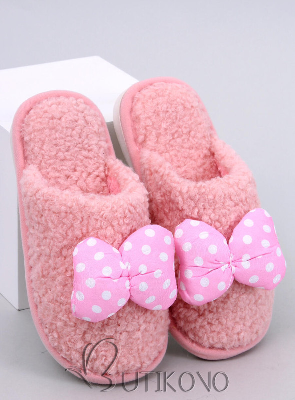 Ružové detské papuče s mašľou