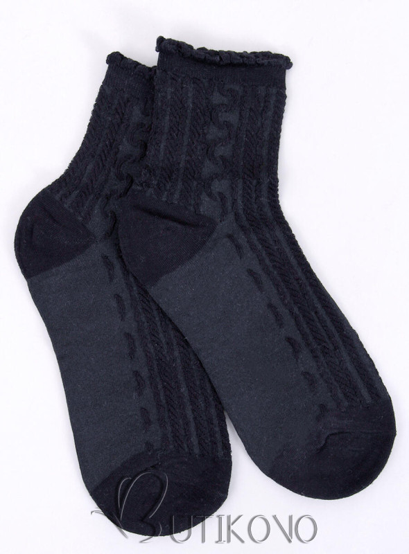 Čierne dámske ponožky s volánom