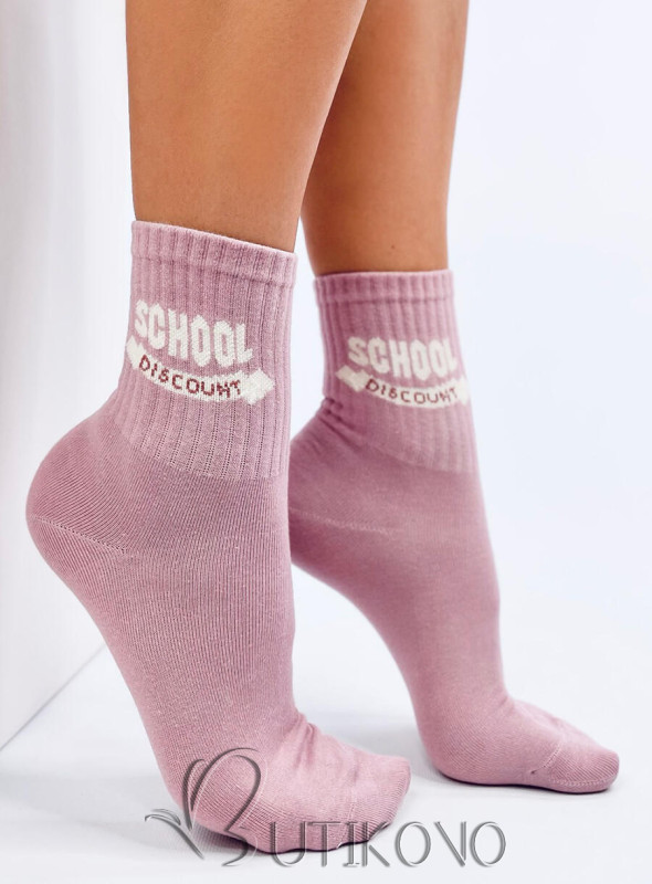 Ružové bavlnené ponožky SCHOOL