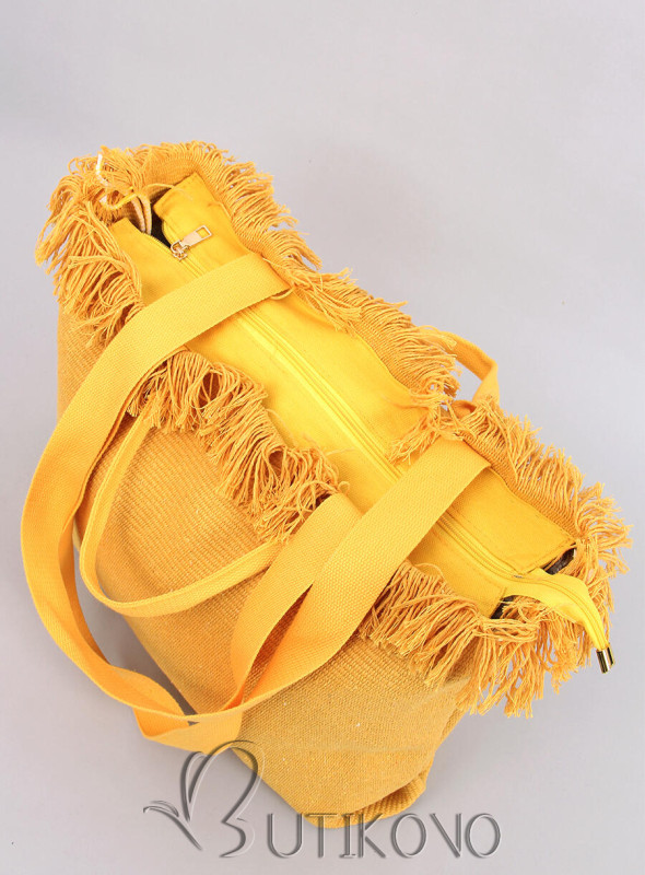 Žltá plážová taška so strapcami