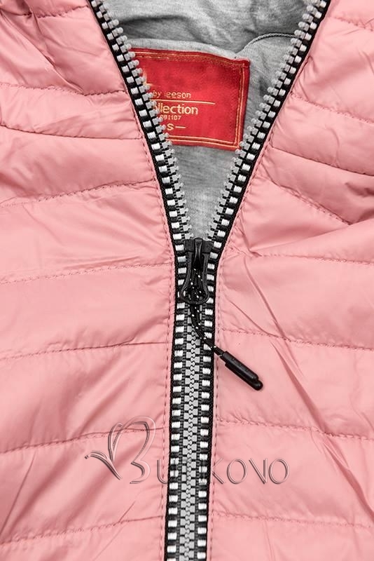 Ružovo-sivá prešívaná bunda