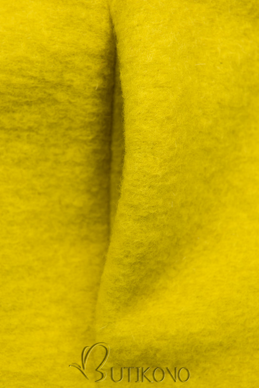 Žltý vlnený kardigán s brošňou