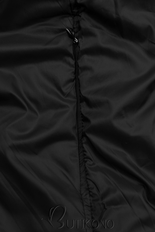 Hnedobéžová-čierna obojstranná bunda s kapucňou