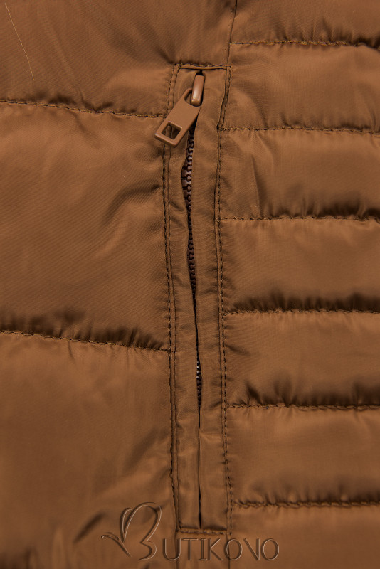 Koňaková hnedá prešívaná zimná bunda