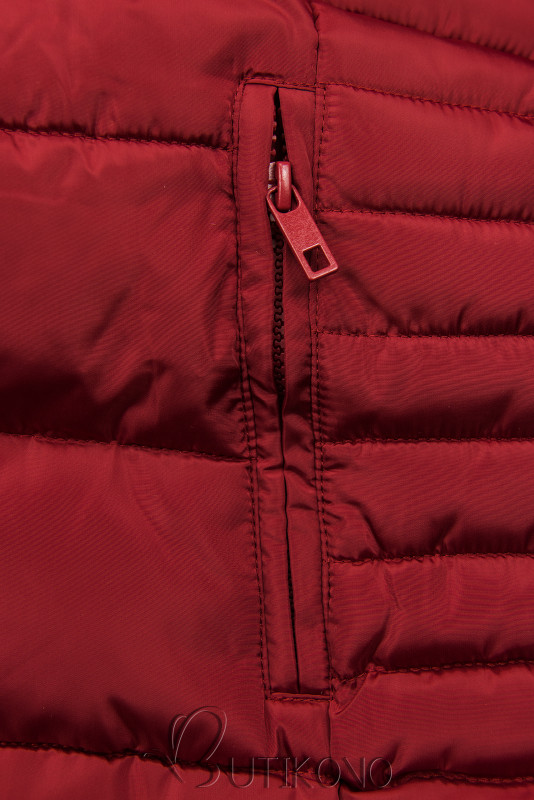 Tmavočervená prešívaná zimná bunda