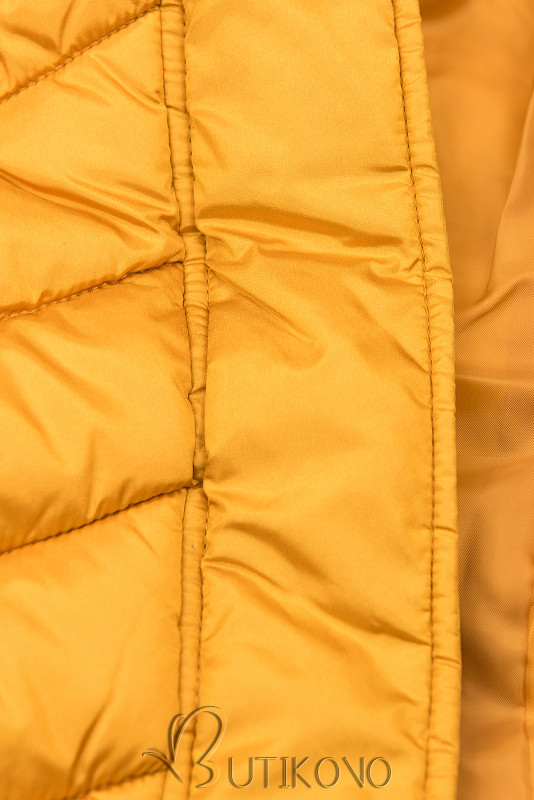 Zimná prešívaná bunda s opaskom žltá