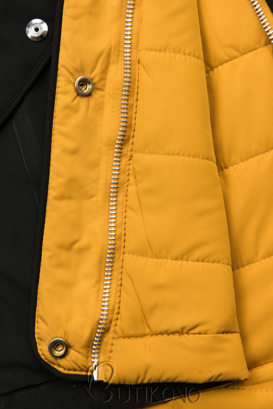 Obojstranná bunda so sťahovaním čierna/žltá