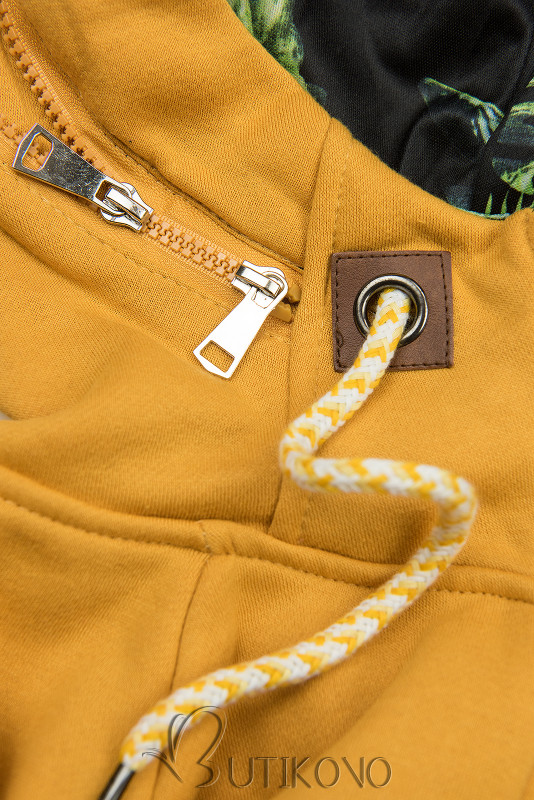 Žltá predĺžená mikina s kapucňou
