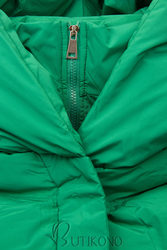 Zelená zimná vesta s kapucňou