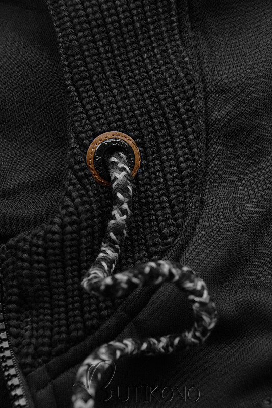 Čierna mikina s ozdobným pletením