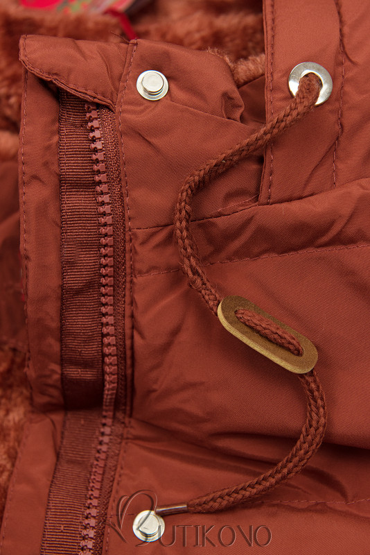 Hnedočervená zimná bunda s plyšovou podšívkou
