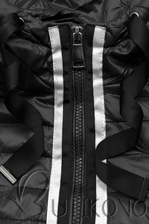 Čierna prešívaná lesklá bunda