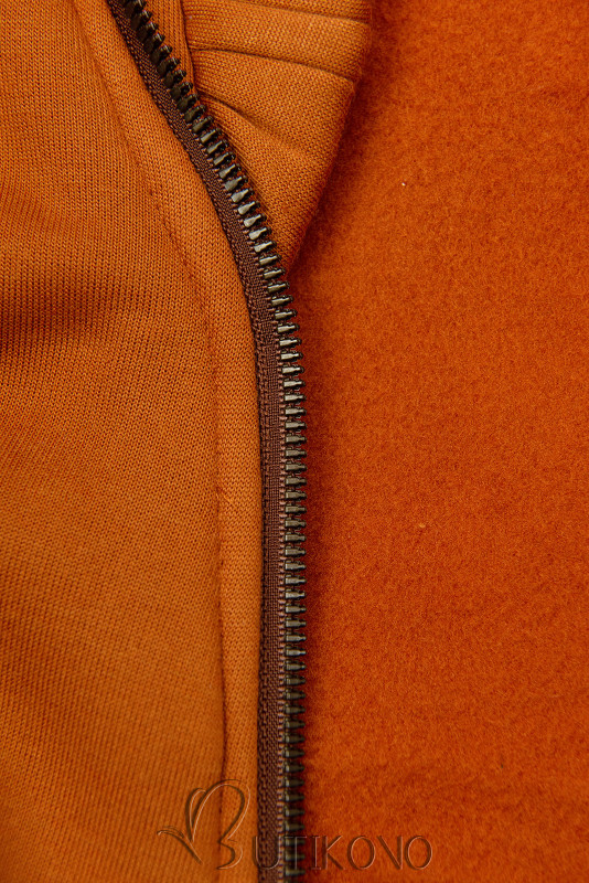 Terakota mikina s asymetrickým zipsom