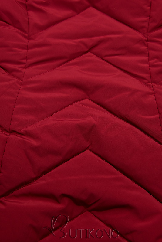 Vínovočervená prešívaná zimná bunda s odnímateľnou kapucňou