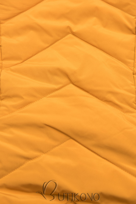 Žltá prešívaná zimná bunda s odnímateľnou kapucňou