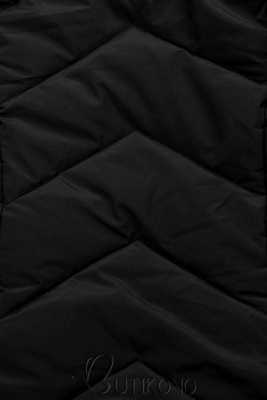 Čierna prešívaná zimná bunda s odnímateľnou kapucňou