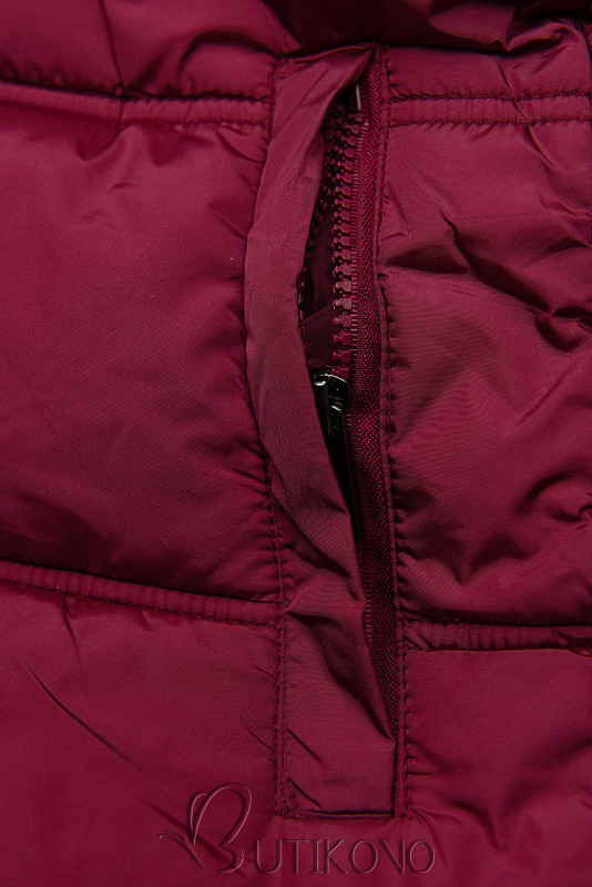 Burgundy zimná bunda v prešívanom dizajne