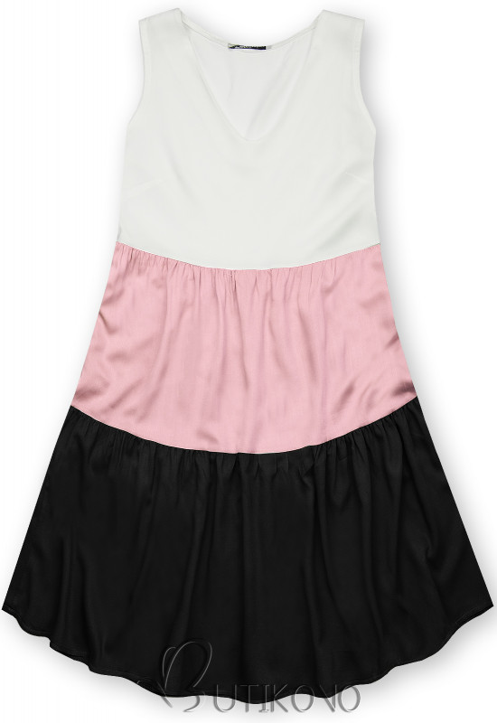 Letné šaty z viskózy biela/ružová/čierna