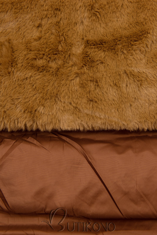 Extra teplá dlhá zimná bunda v hnedej farbe