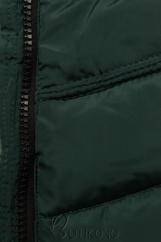 Tmavozelená zimná bunda s odnímateľnou kožušinou