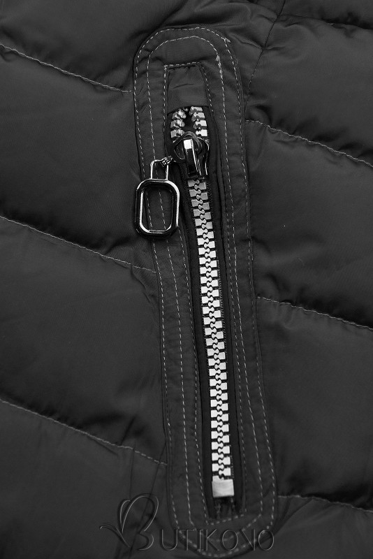 Zimná prešívaná bunda s kapucňou čierna