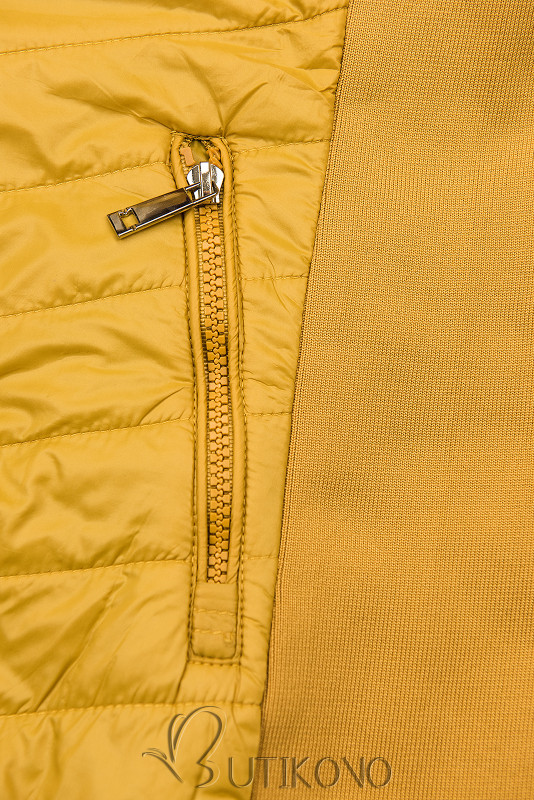 Žltá obojstranná bunda s kvetinovým futrom