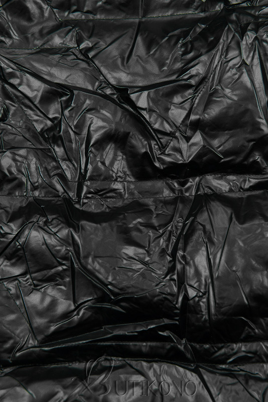 Čierna/hnedá lesklá obojstranná bunda