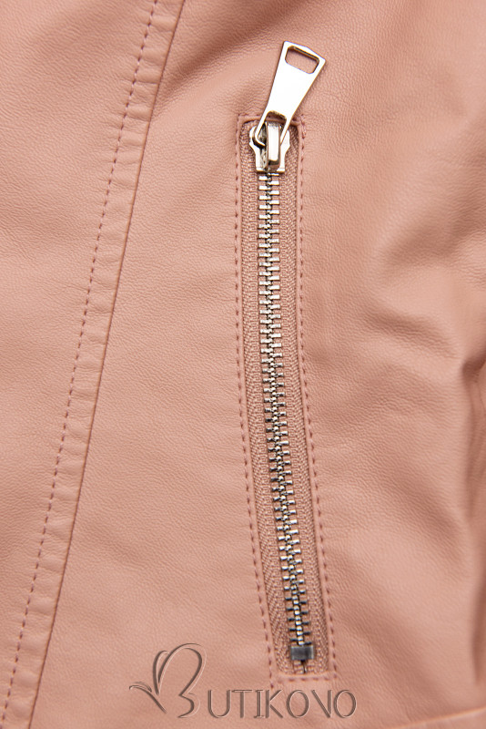 Ružová basic koženková bunda