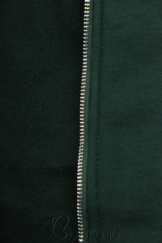 Smaragdovozelená mikina na zips s kapucňou