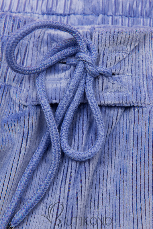 Modrofialové nohavice so šnurovaním v páse