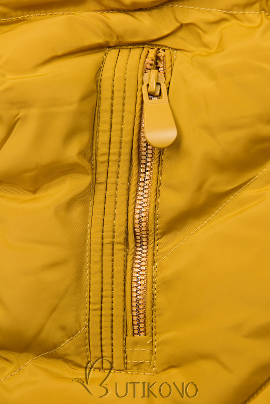 Prešívaná prechodná bunda žltá