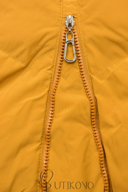 Žltá zimná bunda v predĺženom strihu
