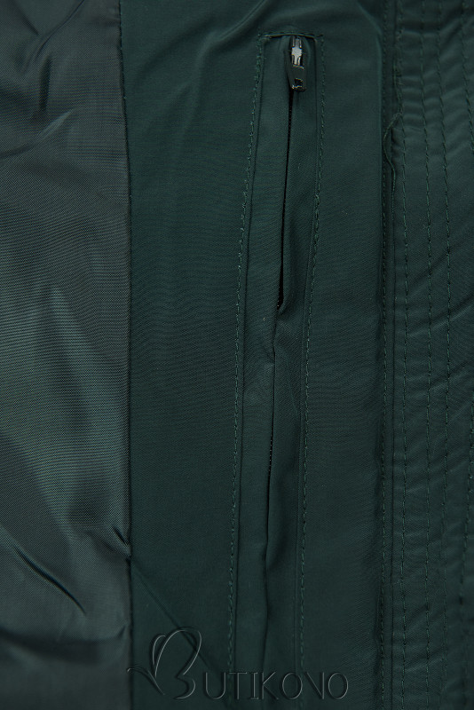 Tmavozelená zimná bunda v predĺženom strihu