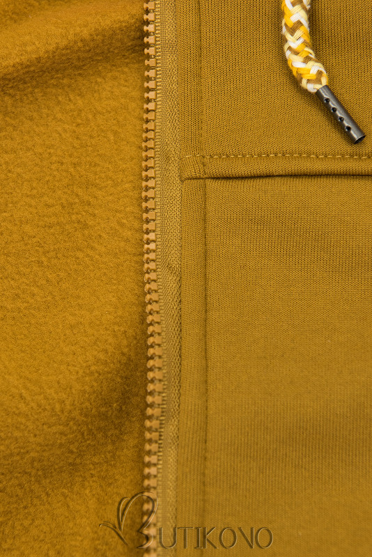 Mustard mikina s tvarovaným pásom