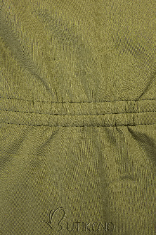 Khaki mikina s tvarovaným pásom
