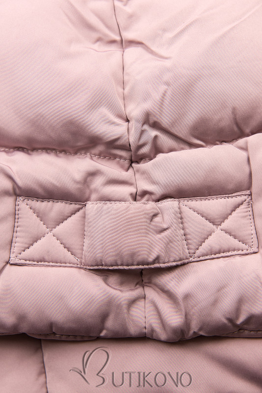 Zimná bunda staroružová s ružovou kožušinou