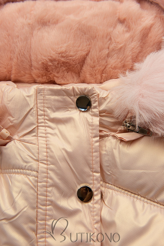 Zimná bunda s kožušinou ružová