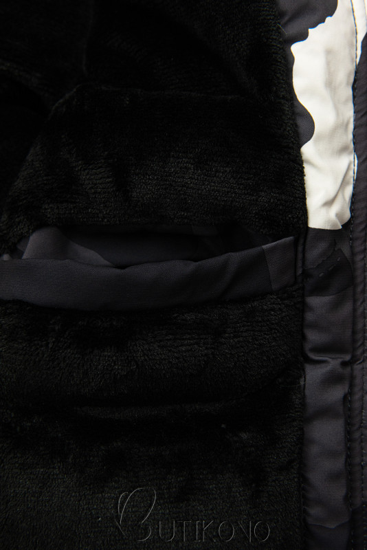 Čierna bunda s army podšívkou