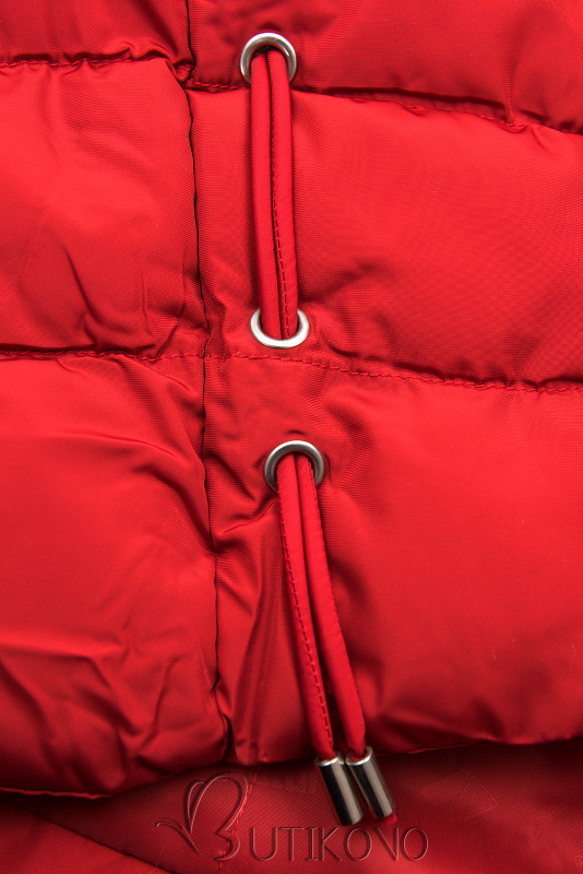 Červená zimná bunda s odopínateľnou kapucňou