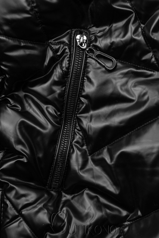 Čierna lesklá zimná bunda