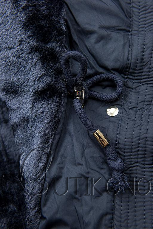 Tmavomodrá zimná bunda so sťahovaním v páse